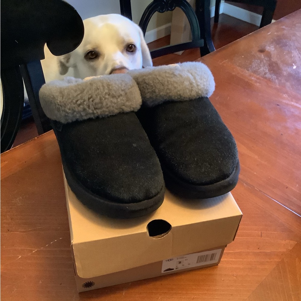 UGG WOMENS CLUGGETTE black and gray slippers - Picture 7 of 16